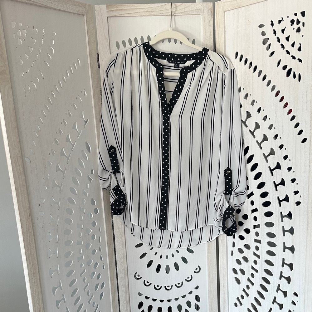 Zac & Rachel Black and White Striped Blouse